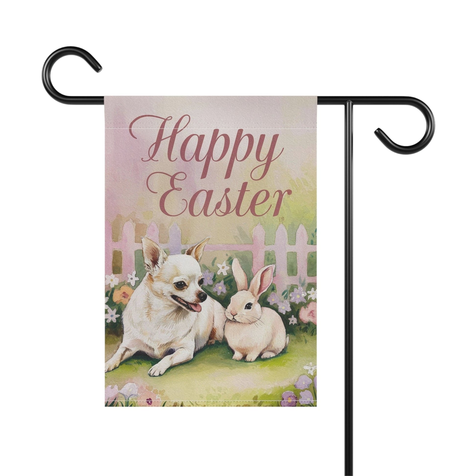 Printify Home Decor Easter White Chihuahua Garden Flag, Front Yard Spring Decor, Housewarming Gardener Gift
