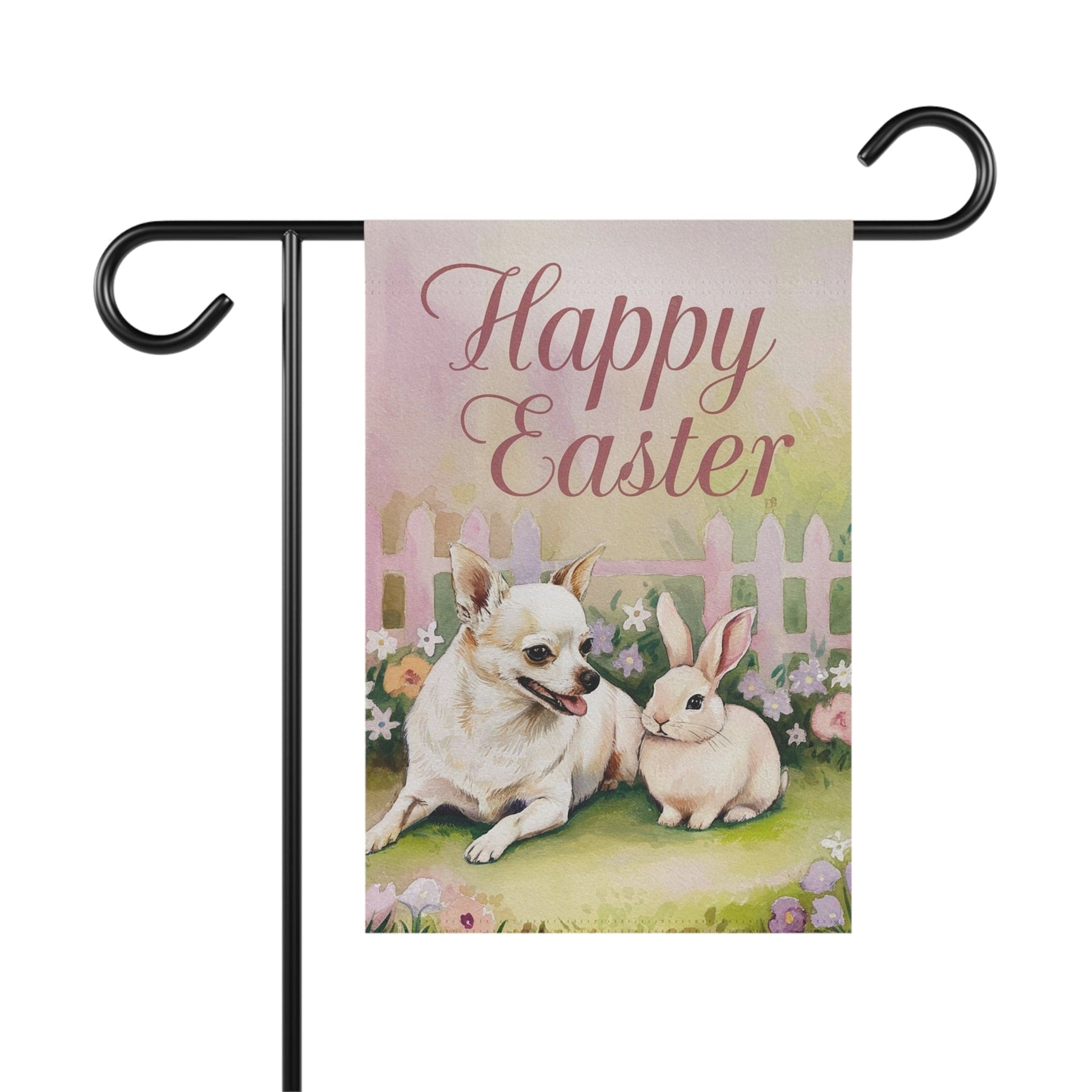 Printify Home Decor 12'' × 18'' Easter White Chihuahua Garden Flag, Front Yard Spring Decor, Housewarming Gardener Gift