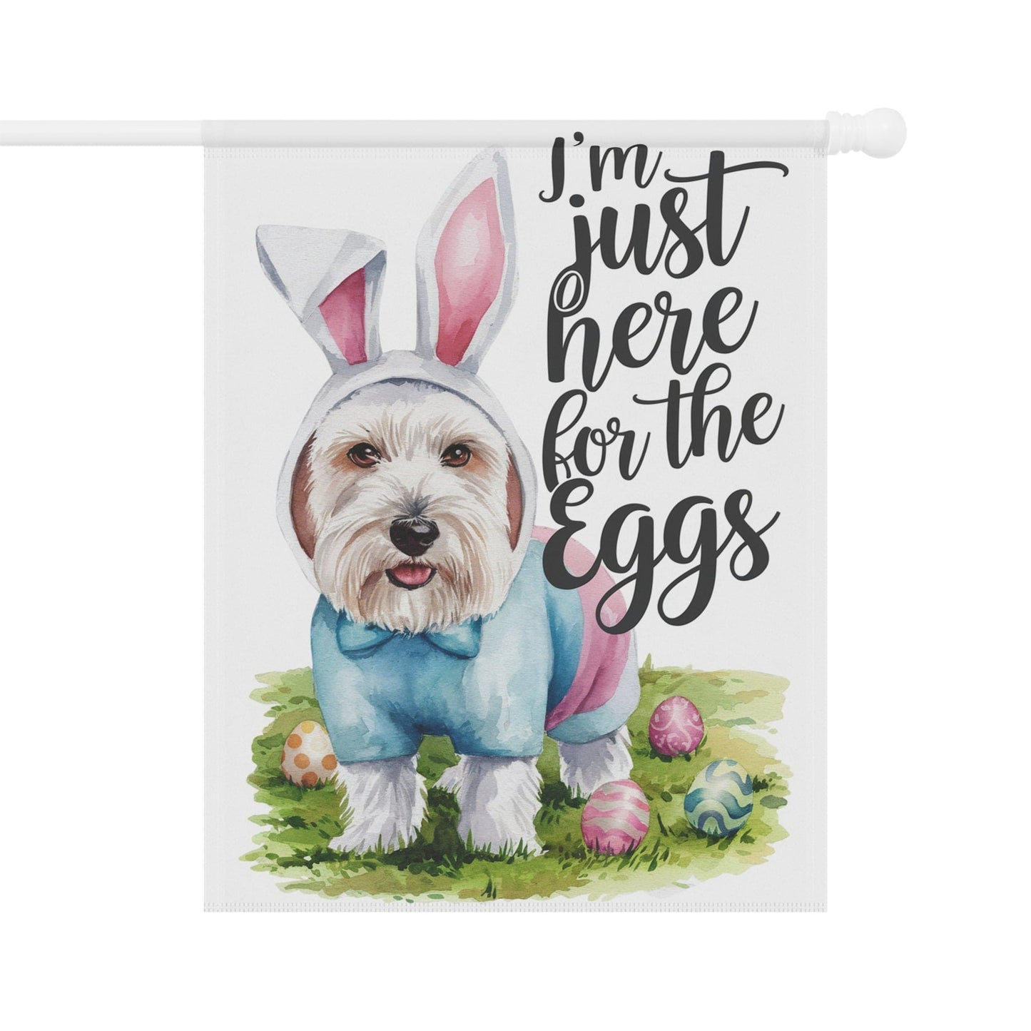 Printify Home Decor 24.5'' × 32'' Easter White Scottish Terrier Garden Flag, Scottie Front Yard Spring Decor, Housewarming