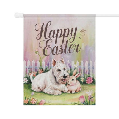 Printify Home Decor Easter White Scottish Terrier Yard Flag, Spring Garden flag, Front Yard Spring Decor