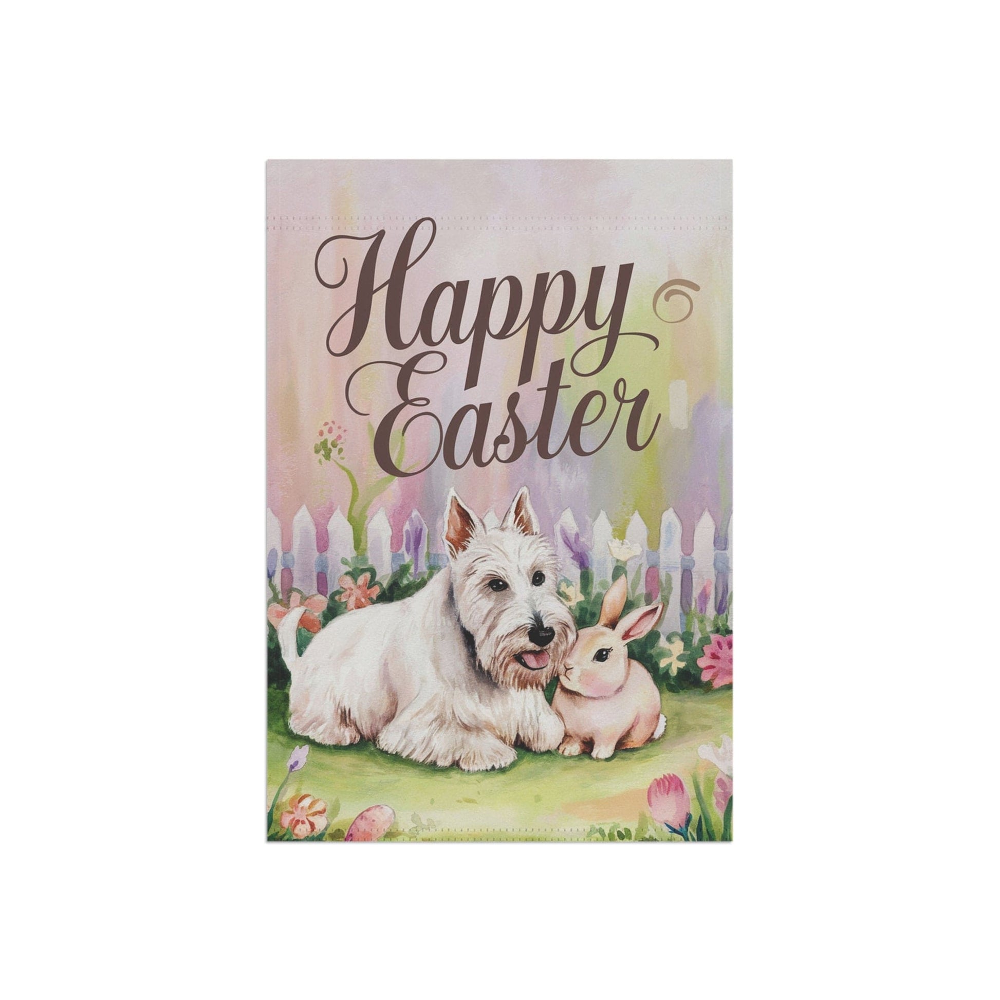 Printify Home Decor Easter White Scottish Terrier Yard Flag, Spring Garden flag, Front Yard Spring Decor