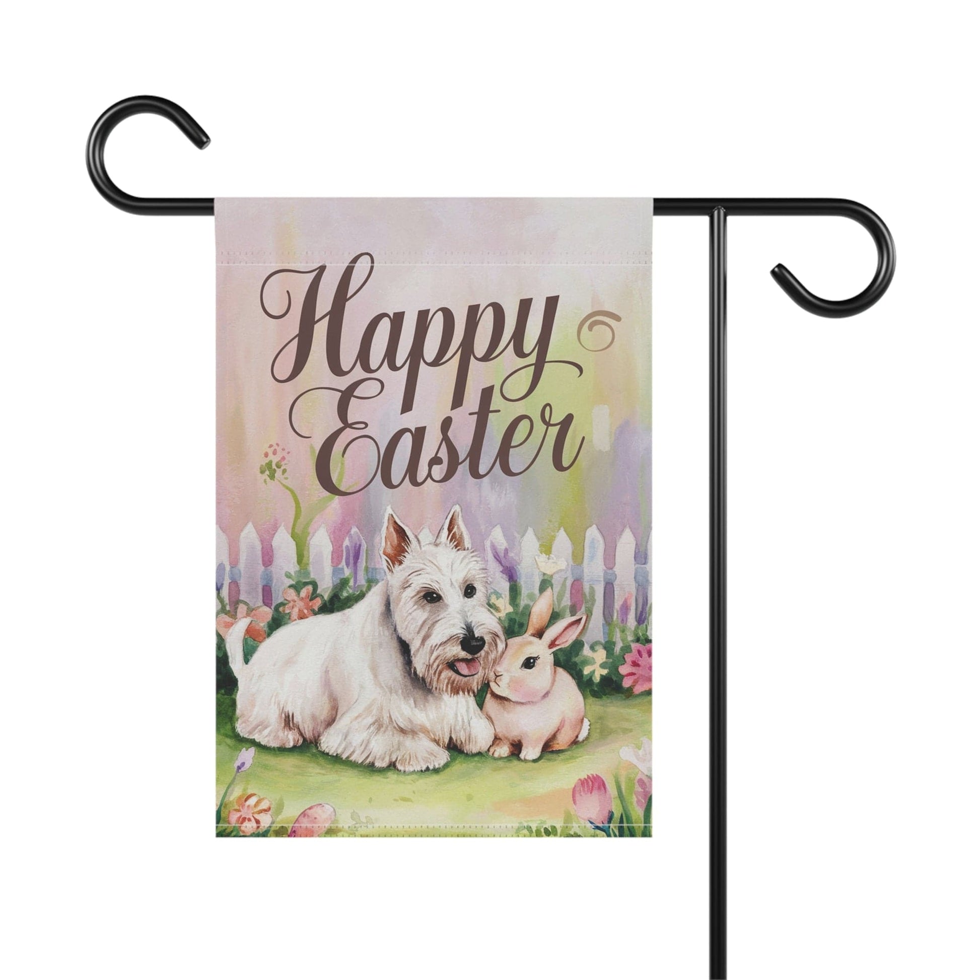 Printify Home Decor Easter White Scottish Terrier Yard Flag, Spring Garden flag, Front Yard Spring Decor