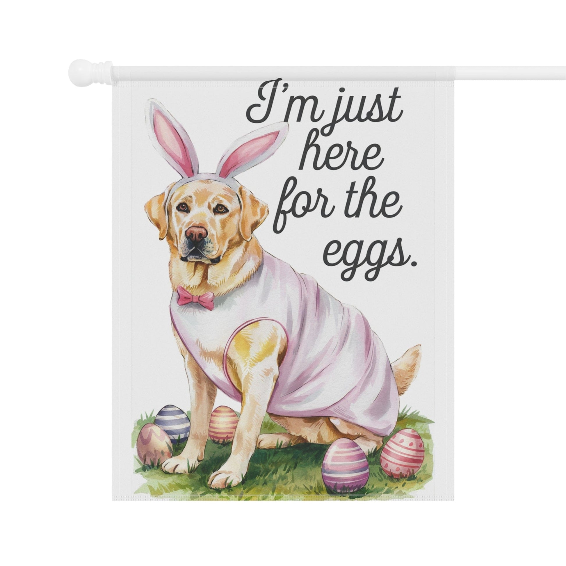 Printify Home Decor Easter Yellow Labrador Yard Flag, Holiday Pet Dog Garden Flag, Front Yard Decor