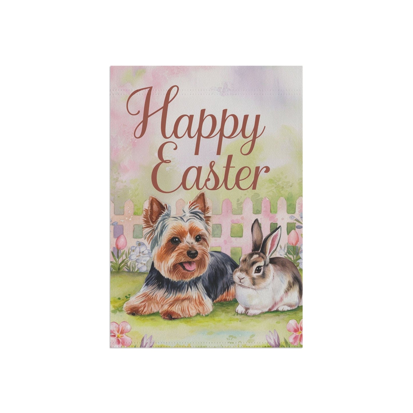 Printify Home Decor Easter Yorkie Yorkshire Terrier Garden Flag, Spring Front Yard Spring Decor, Housewarming
