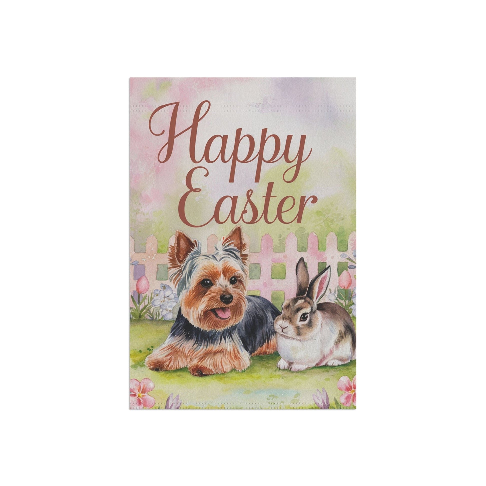 Printify Home Decor Easter Yorkie Yorkshire Terrier Garden Flag, Spring Front Yard Spring Decor, Housewarming