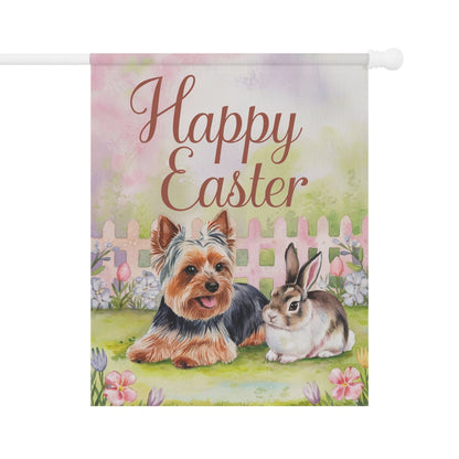 Printify Home Decor 24.5'' × 32'' Easter Yorkie Yorkshire Terrier Garden Flag, Spring Front Yard Spring Decor, Housewarming