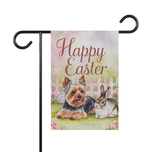 Printify Home Decor 12'' × 18'' Easter Yorkie Yorkshire Terrier Garden Flag, Spring Front Yard Spring Decor, Housewarming