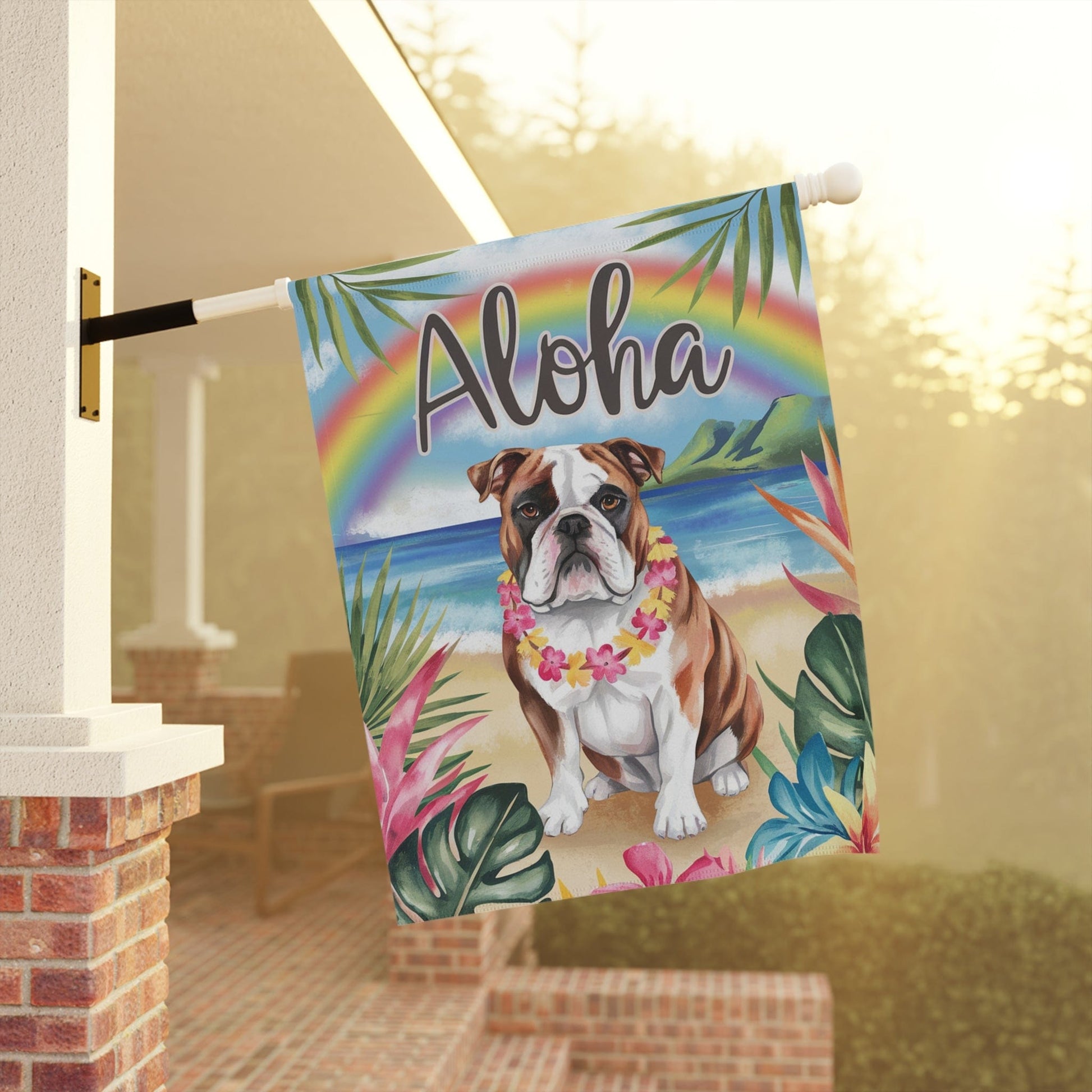 Printify Garden Flag English Bulldog Aloha Garden Flag