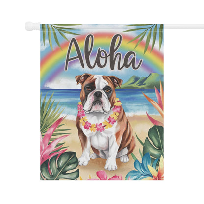 Printify Garden Flag English Bulldog Aloha Garden Flag