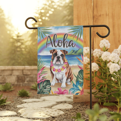 Printify Garden Flag English Bulldog Aloha Garden Flag