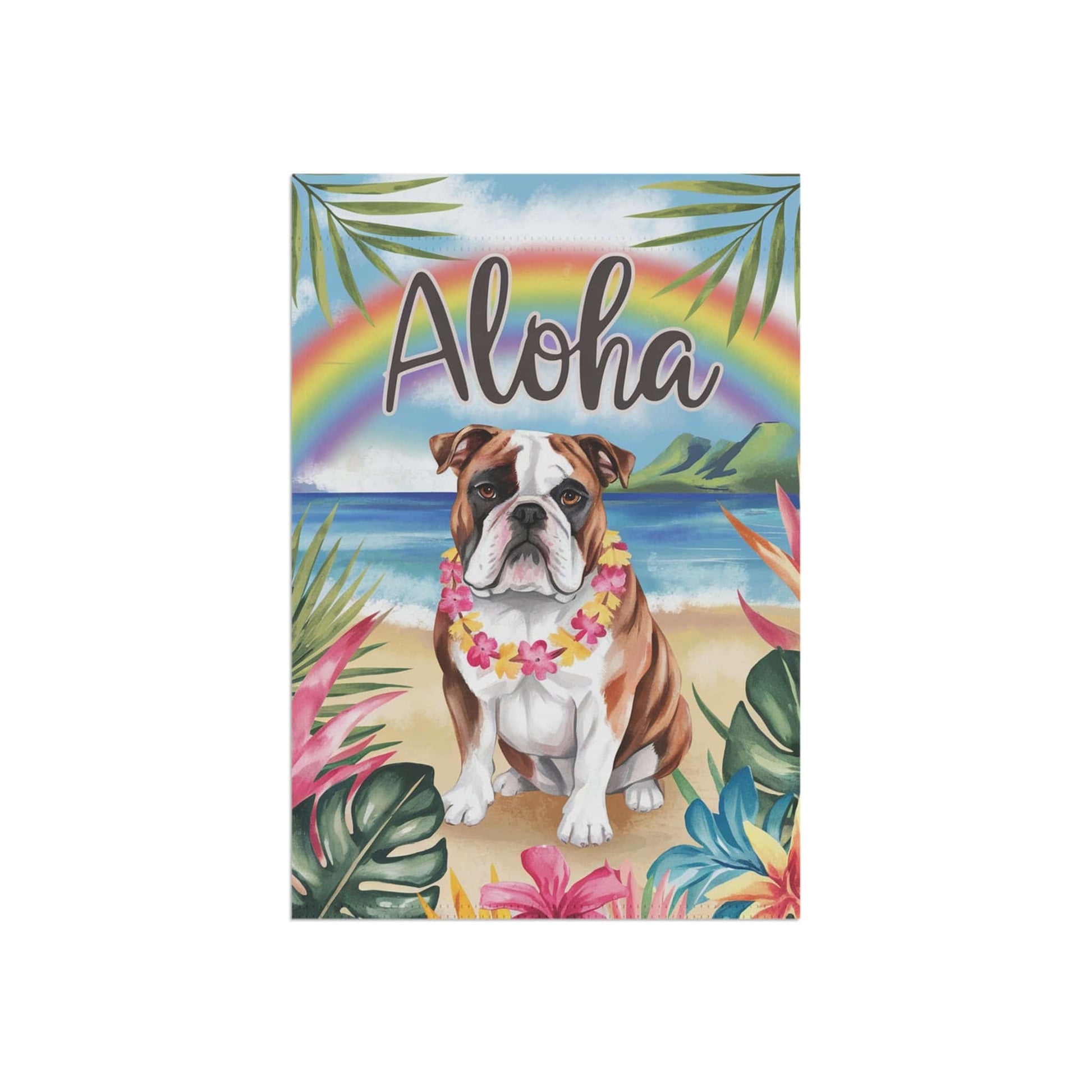 Printify Garden Flag English Bulldog Aloha Garden Flag