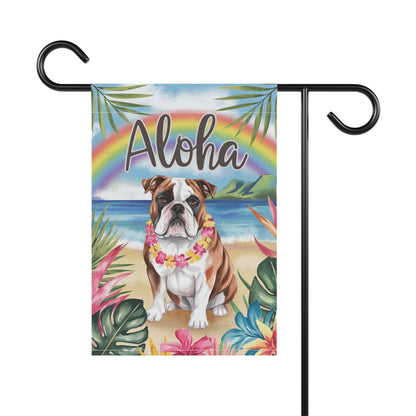 Printify Garden Flag English Bulldog Aloha Garden Flag