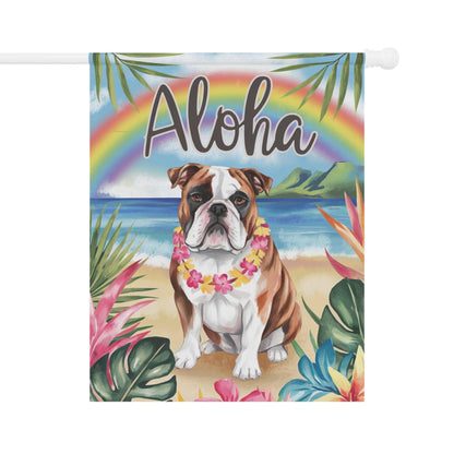 Printify Garden Flag English Bulldog Aloha Garden Flag