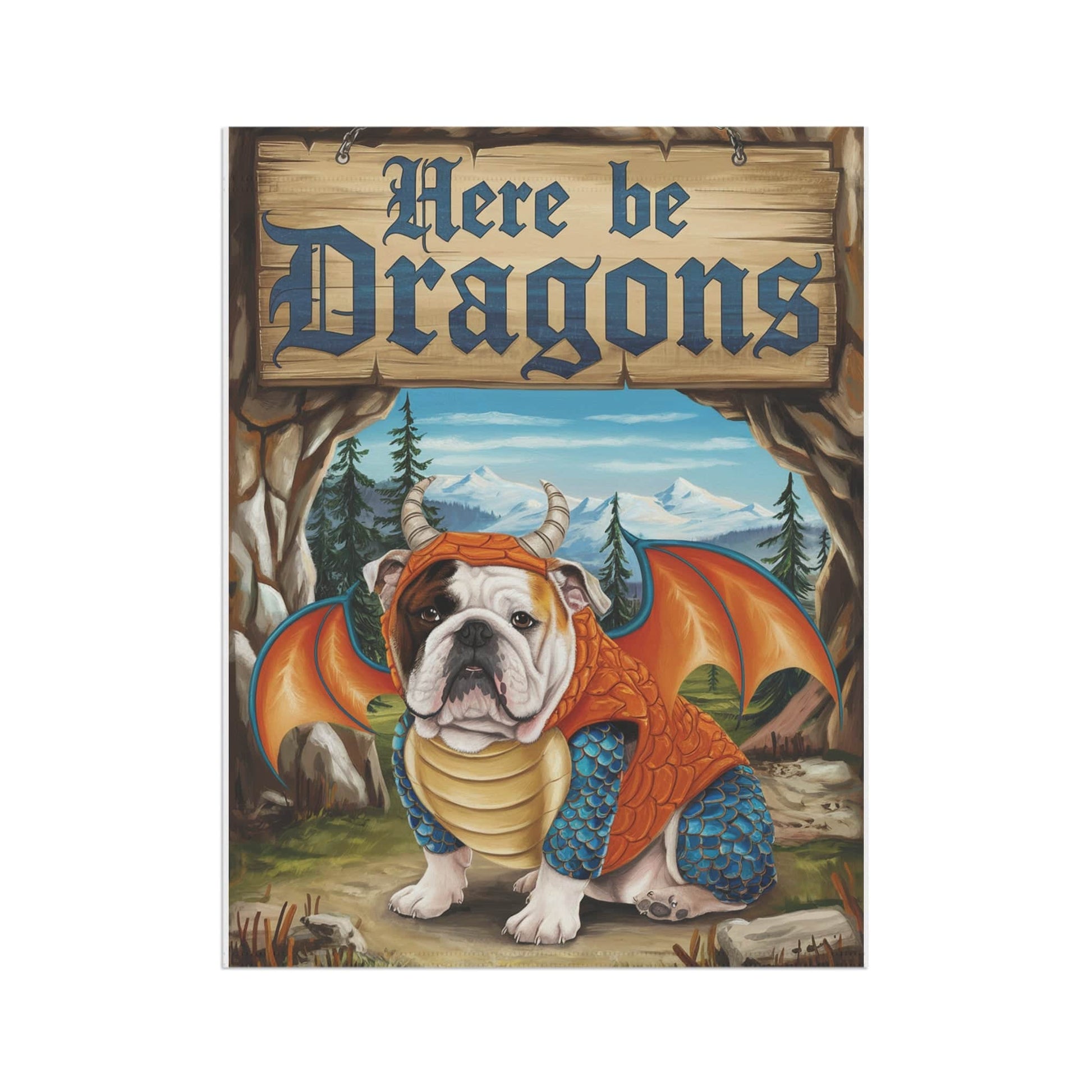 Printify Home Decor English Bulldog Dog Dragon Garden Flag, Pet Adventure, Yard Spring Decor, Housewarming Halloween