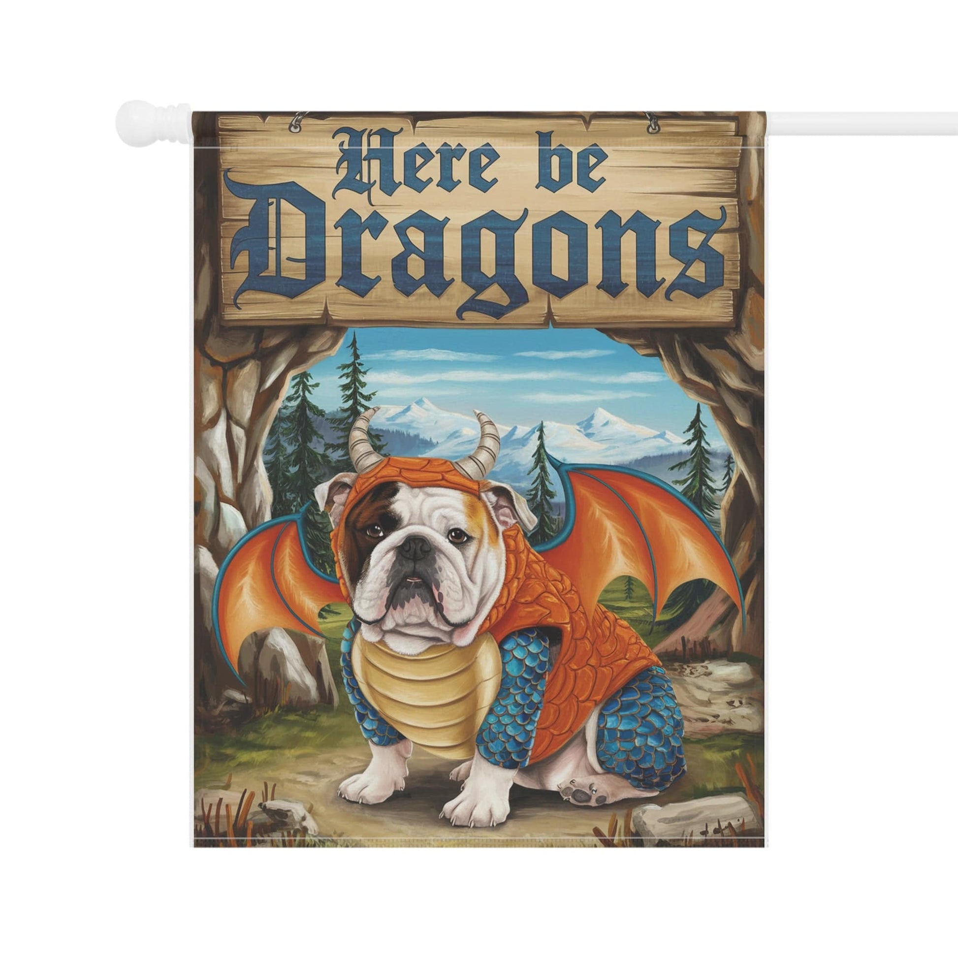 Printify Home Decor English Bulldog Dog Dragon Garden Flag, Pet Adventure, Yard Spring Decor, Housewarming Halloween
