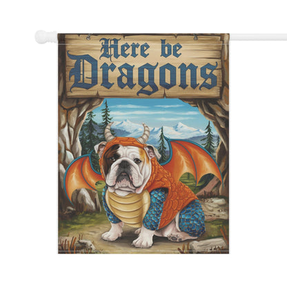 Printify Home Decor English Bulldog Dog Dragon Garden Flag, Pet Adventure, Yard Spring Decor, Housewarming Halloween