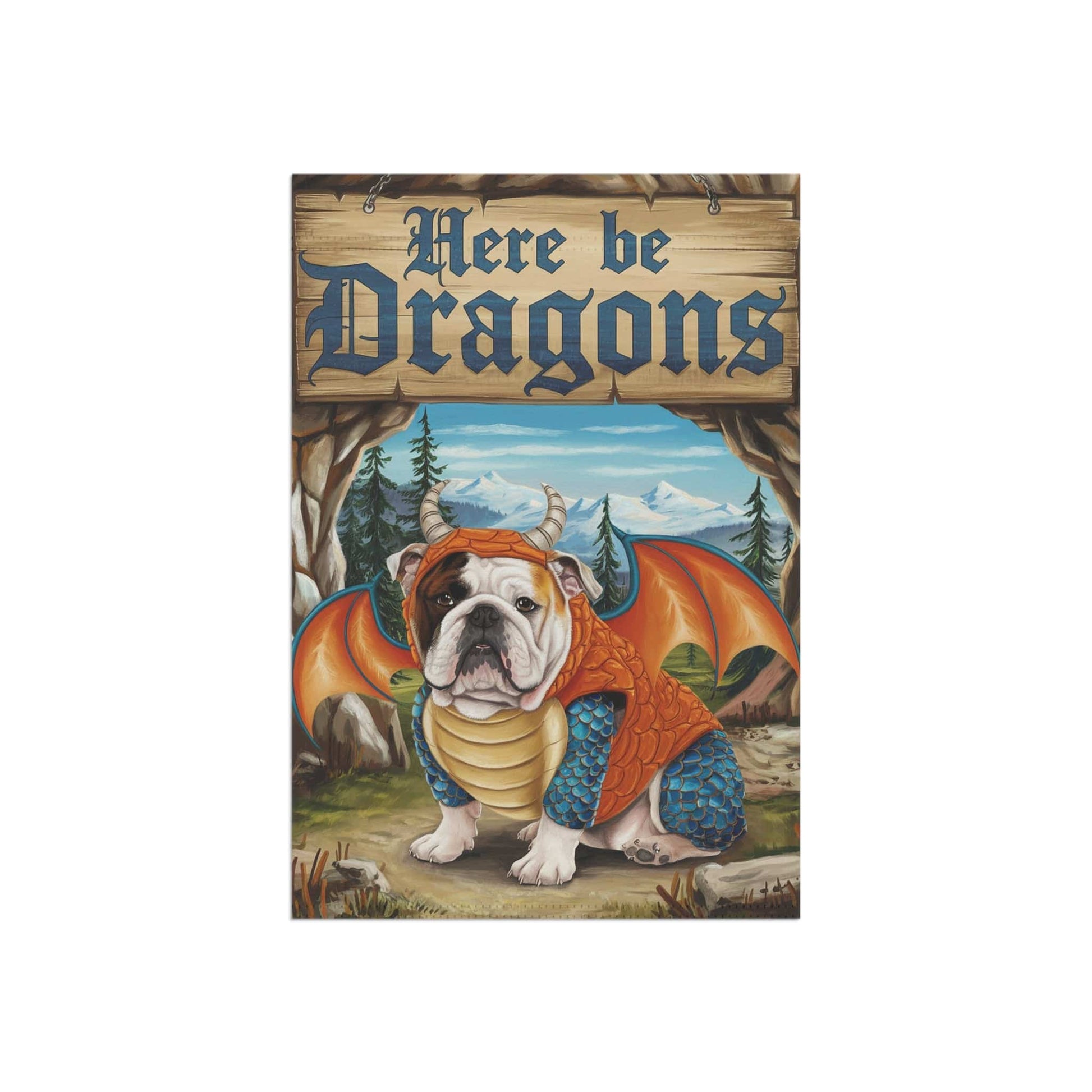 Printify Home Decor English Bulldog Dog Dragon Garden Flag, Pet Adventure, Yard Spring Decor, Housewarming Halloween