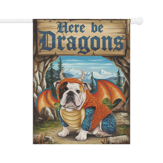 English Bulldog Dog Dragon Garden Flag, Pet Adventure, Yard Spring Decor, Housewarming Halloween 24.5'' × 32''