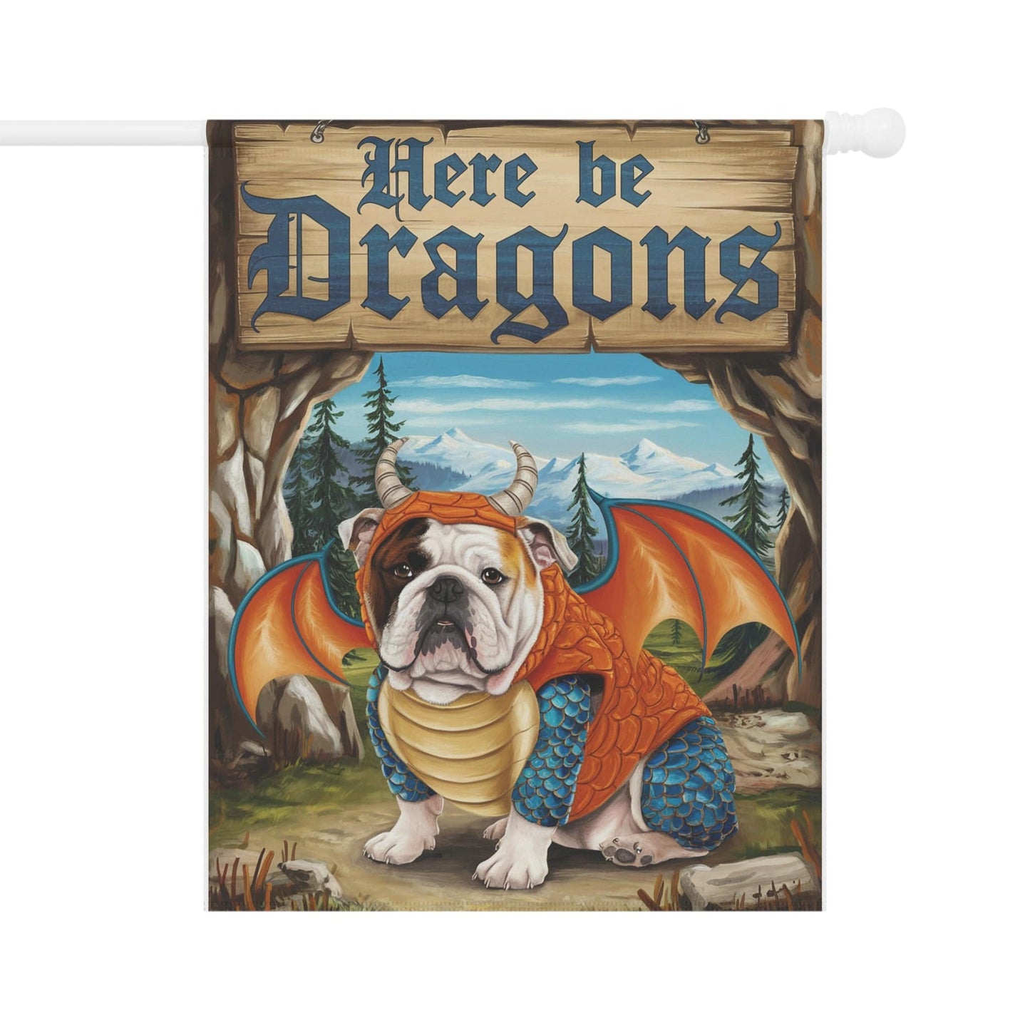 Printify Home Decor 24.5'' × 32'' English Bulldog Dog Dragon Garden Flag, Pet Adventure, Yard Spring Decor, Housewarming Halloween