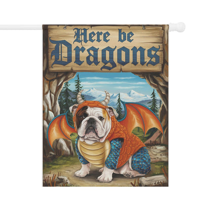 Printify Home Decor 24.5'' × 32'' English Bulldog Dog Dragon Garden Flag, Pet Adventure, Yard Spring Decor, Housewarming Halloween