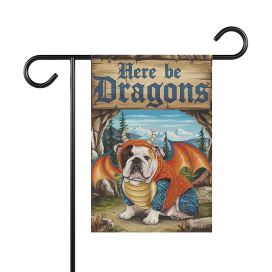 Printify Home Decor 12'' × 18'' English Bulldog Dog Dragon Garden Flag, Pet Adventure, Yard Spring Decor, Housewarming Halloween