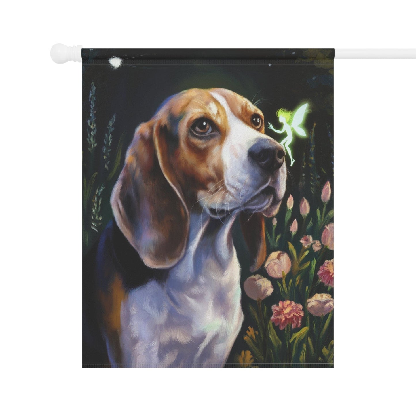 Printify Home Decor Fairies Garden Banner, Beagle Hound Flag, Housewarming Yard Sign, Moving Gift