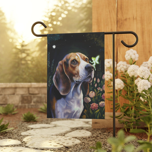 Printify Home Decor Fairies Garden Banner, Beagle Hound Flag, Housewarming Yard Sign, Moving Gift