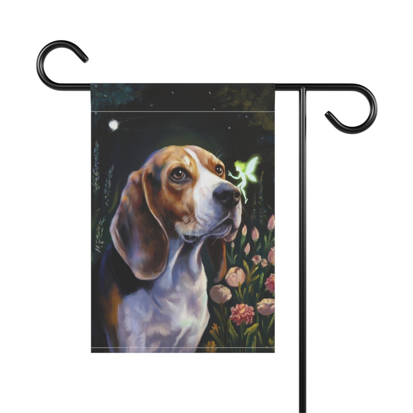 Printify Home Decor Fairies Garden Banner, Beagle Hound Flag, Housewarming Yard Sign, Moving Gift