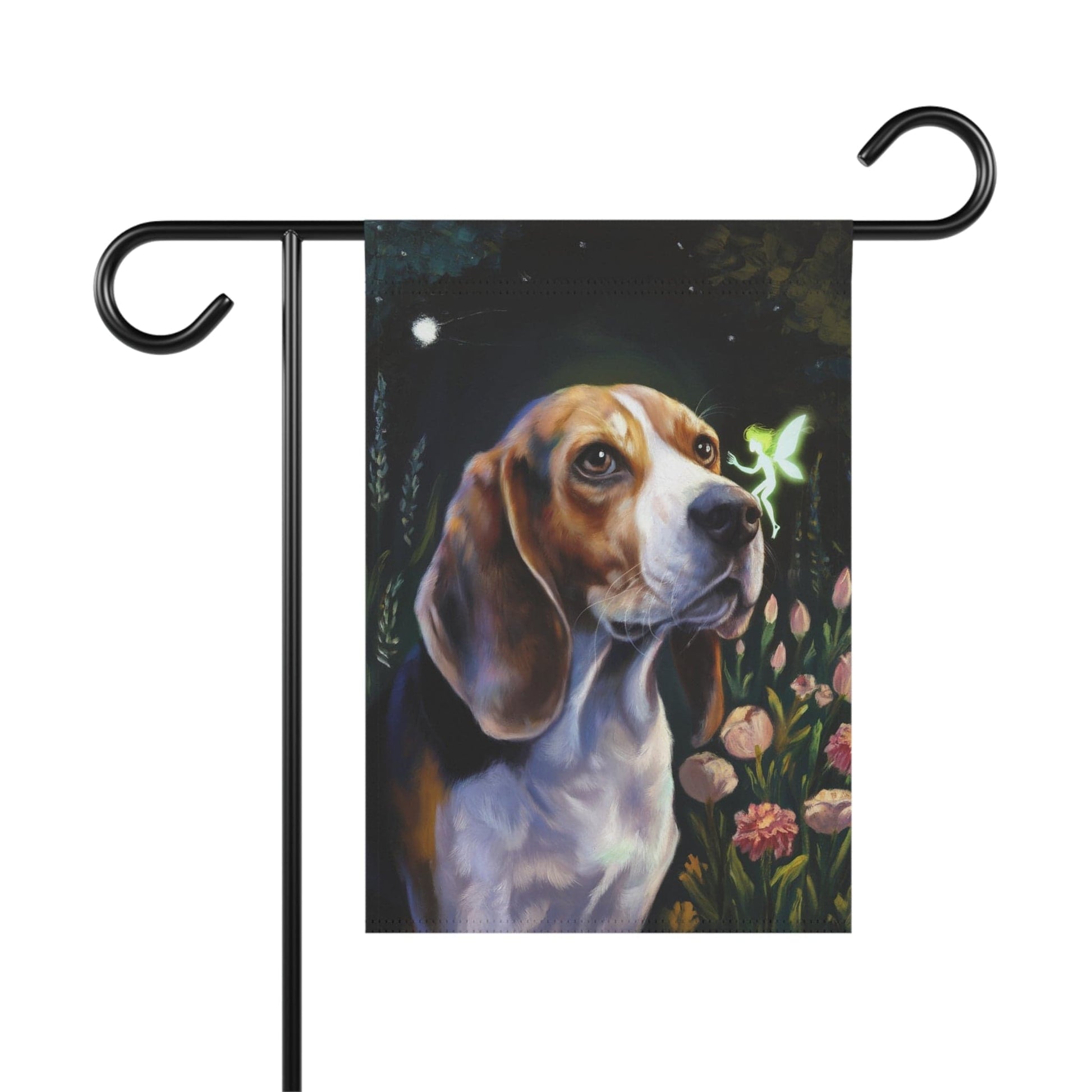 Printify Home Decor 12'' × 18'' Fairies Garden Banner, Beagle Hound Flag, Housewarming Yard Sign, Moving Gift