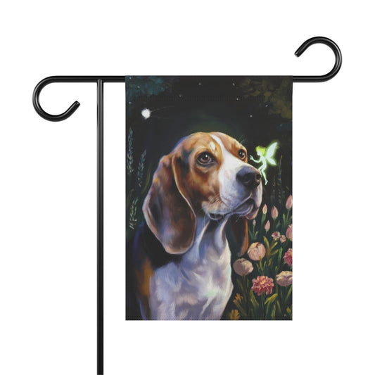 Printify Home Decor 12'' × 18'' Fairies Garden Banner, Beagle Hound Flag, Housewarming Yard Sign, Moving Gift