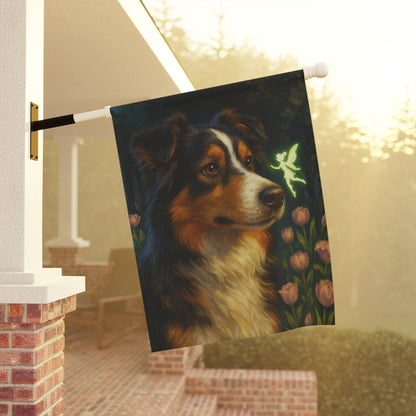 Printify Home Decor Fairy Garden Banner, Australian Shepherd Flag, Tinkerbell Housewarming Yard Sign, Moving Gift