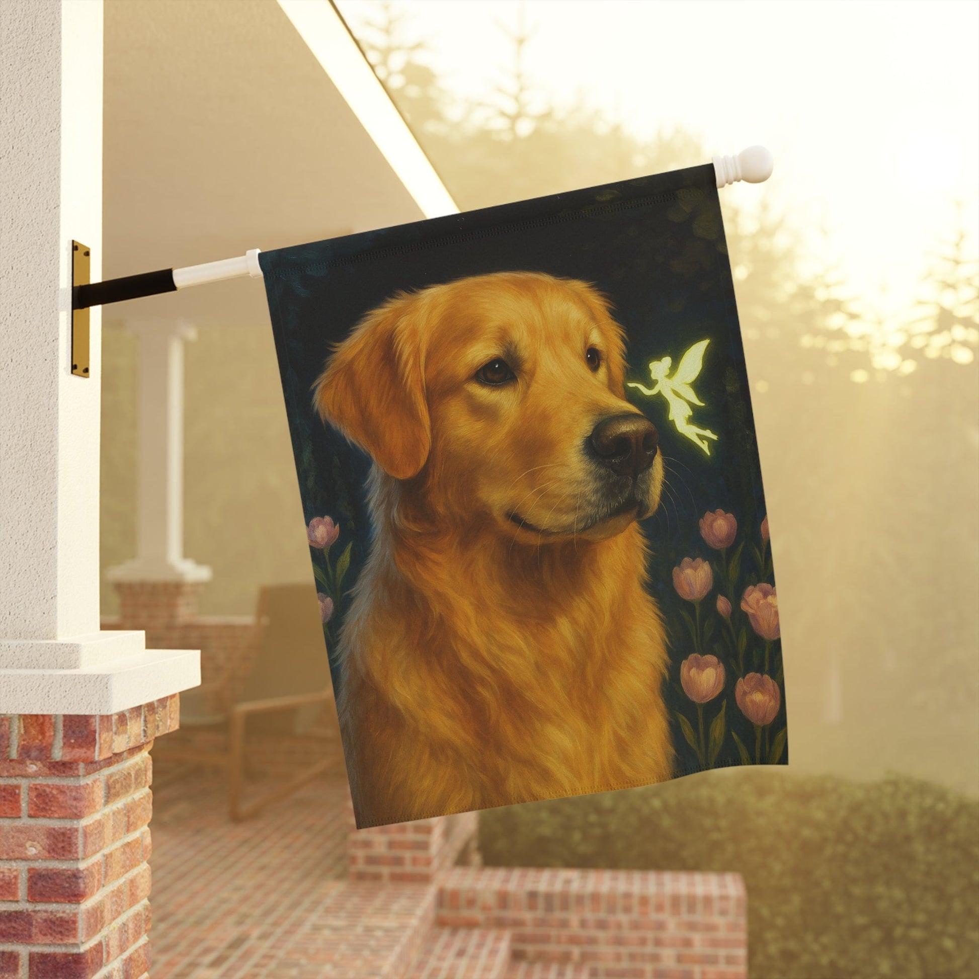 Fairy Garden Golden Retriever Garden Flag