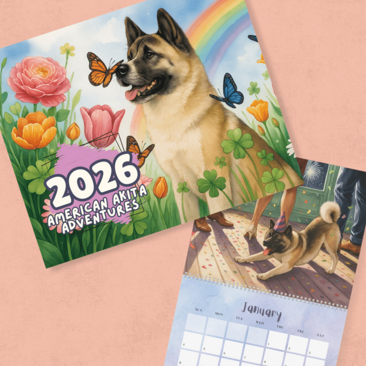 Fawn American Akita 2026 Wall Calendar 14" x 11.5"
