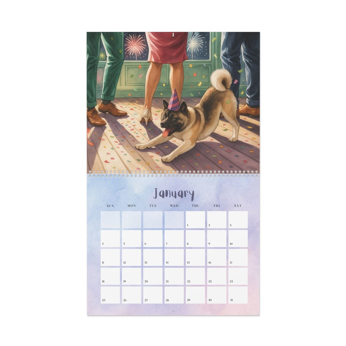 Fawn American Akita 2026 Wall Calendar