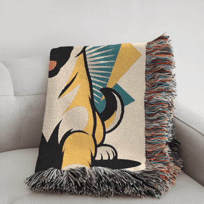 Printify Blanket Fawn American Akita Atomic Mid Century Modern Throw Blanket