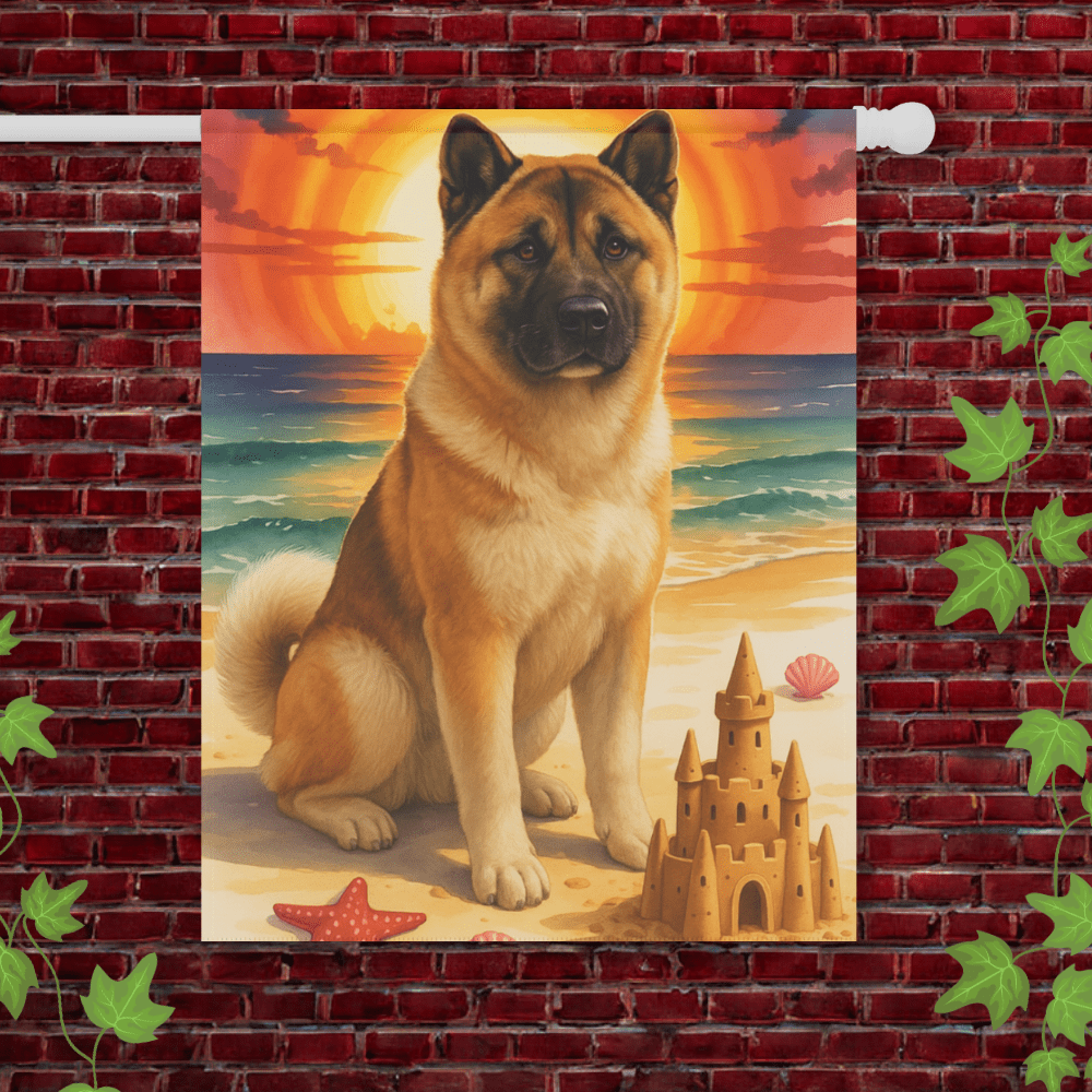 Printify Garden Flag 24.5'' × 32'' Fawn American Akita Beach Garden Flag
