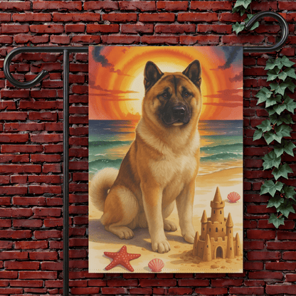 Printify Garden Flag 12'' × 18'' Fawn American Akita Beach Garden Flag