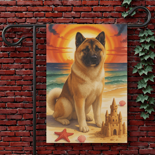 Printify Garden Flag 12'' × 18'' Fawn American Akita Beach Garden Flag