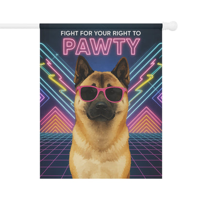 Printify Home Decor 24.5'' × 32'' Fawn American Akita Dog, 80s Party Retro-Futuristic Garden Flag, Front Yard Spring Decor