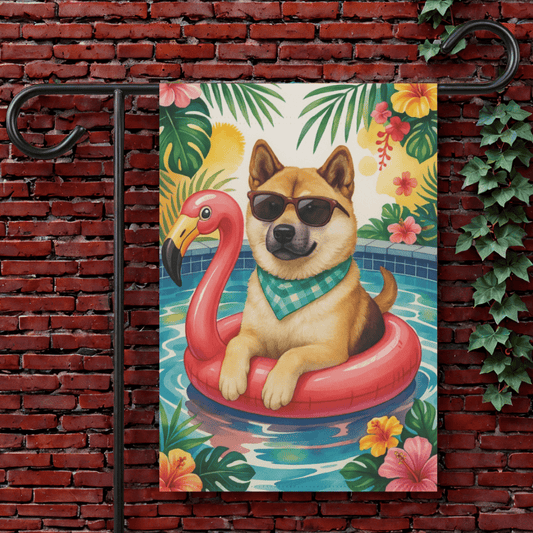 Printify Garden Flag Fawn American Akita Floatie Garden Flag