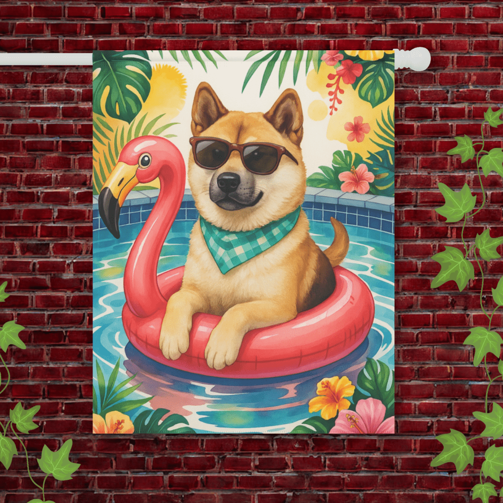 Printify Garden Flag Fawn American Akita Floatie Garden Flag