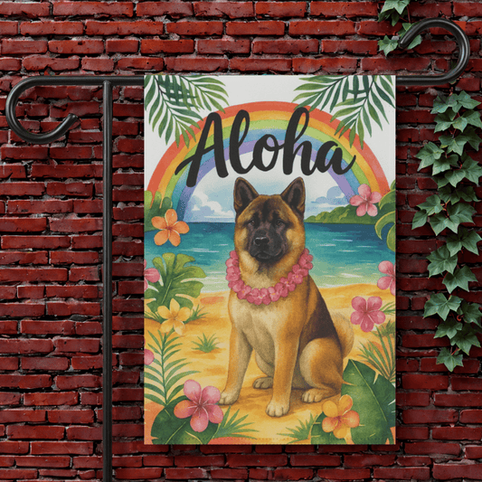 Printify Garden Flag 12'' × 18'' Fawn American Akita Hawaii Garden Flag