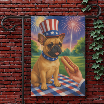 Printify Garden Flag 12'' × 18'' Fawn French Bulldog 4th July Garden Flag