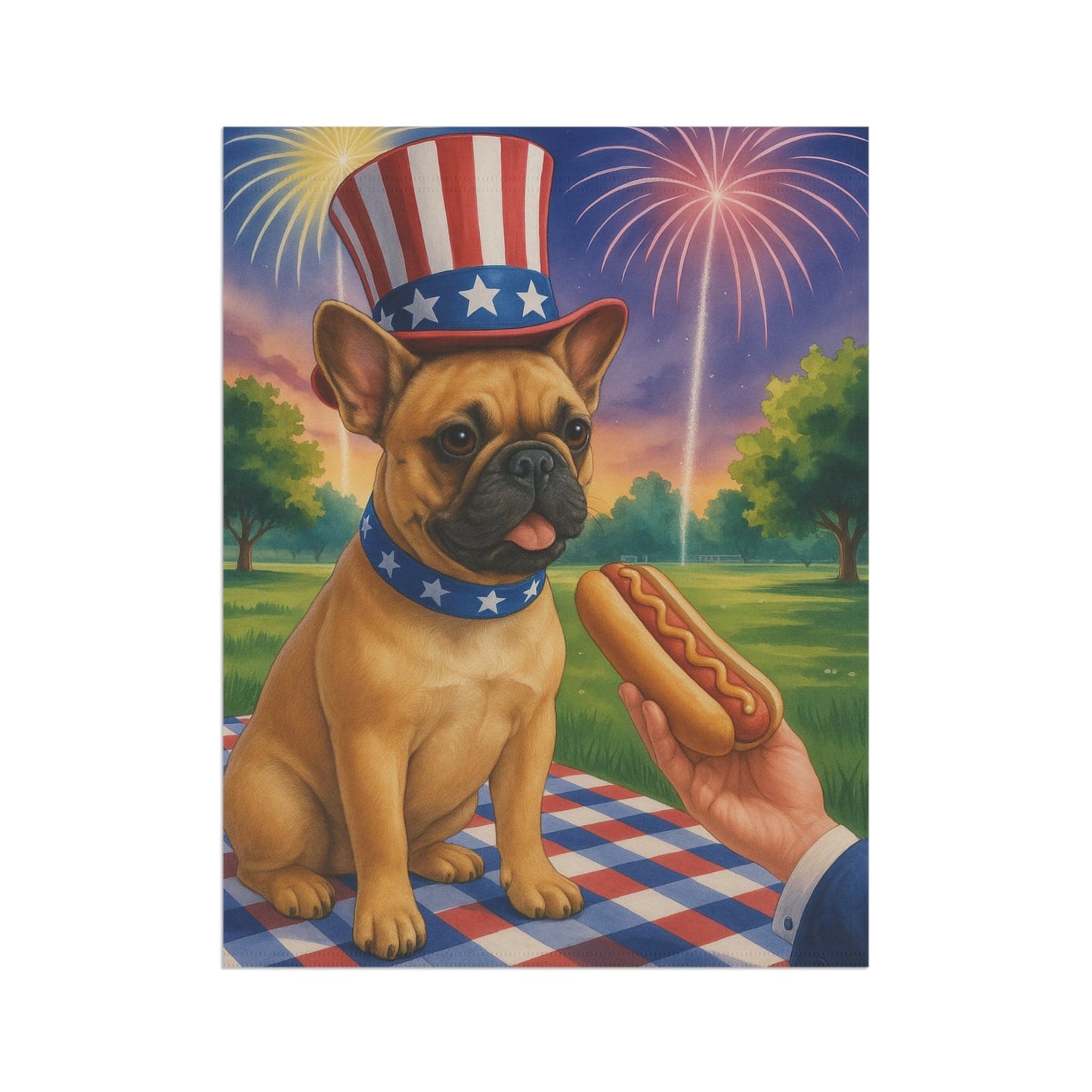Printify Garden Flag Fawn French Bulldog 4th July Garden Flag