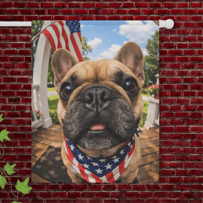 Fawn French Bulldog 4th of July Doorbell Camera Yard Flag 24.5'' × 32''