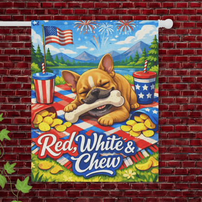 Fawn French Bulldog 4th of July Picnic Garden Flag 24.5'' × 32''