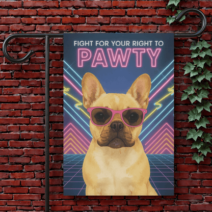 Printify Garden Flag 12'' × 18'' Fawn French Bulldog 80s Party Garden Flag