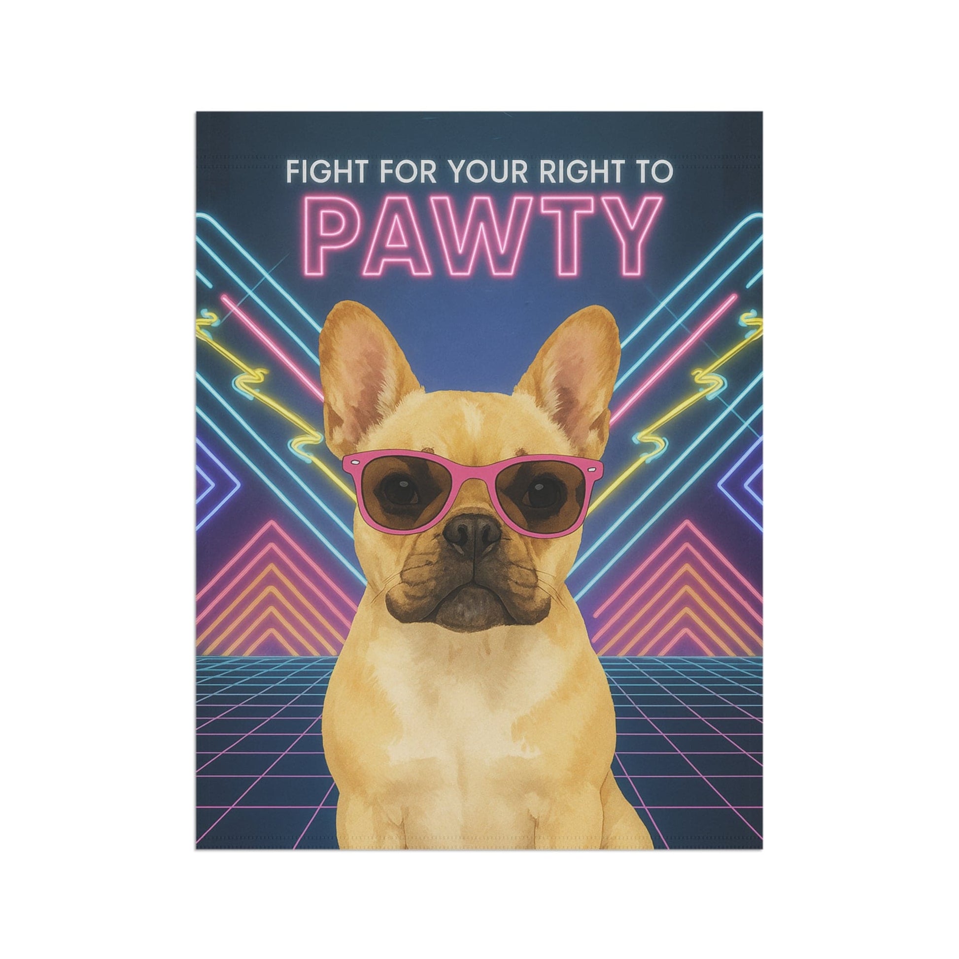 Printify Garden Flag Fawn French Bulldog 80s Party Garden Flag
