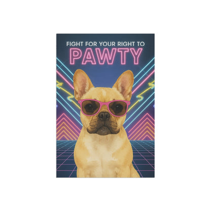 Printify Garden Flag Fawn French Bulldog 80s Party Garden Flag