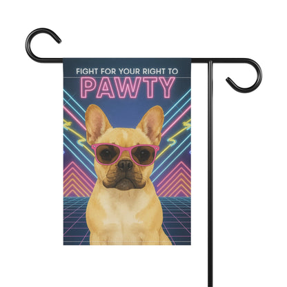 Printify Garden Flag Fawn French Bulldog 80s Party Garden Flag
